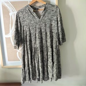 PAPILLON Tiered zebra print dress